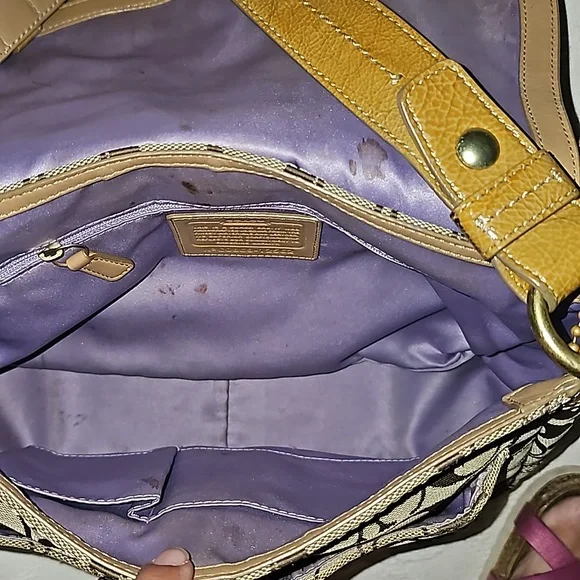 VTG Coach purse Y2K brown and patent leather yellow gold 12562 - Picture 9 of 12